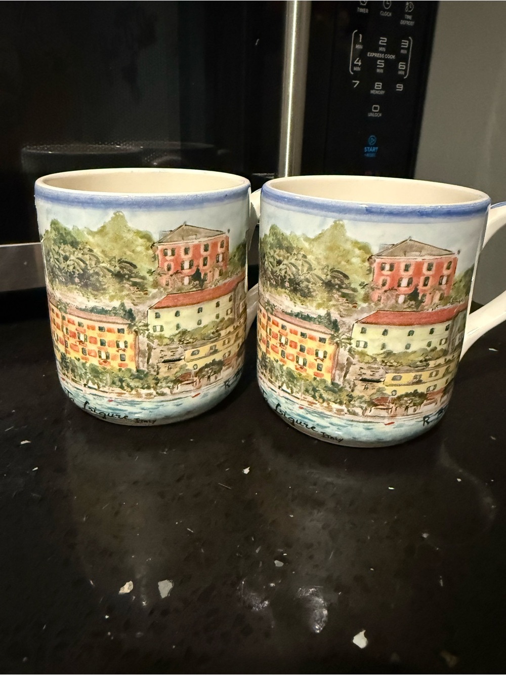 Scenic Harbor Ceramic Mug in Multicolor - Set of 2
